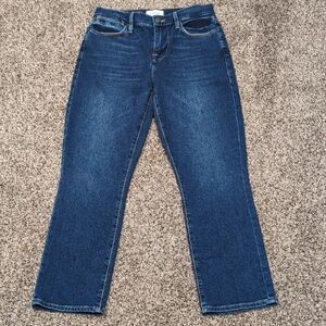 Frame Denim Le High Straight Size 26 Stretchy Cropped Dark Blue Jeans